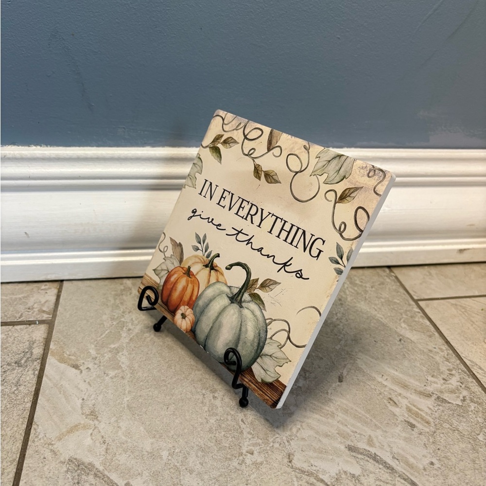 Autumn Harvest Decorative Tile - Cream, Orange, Green